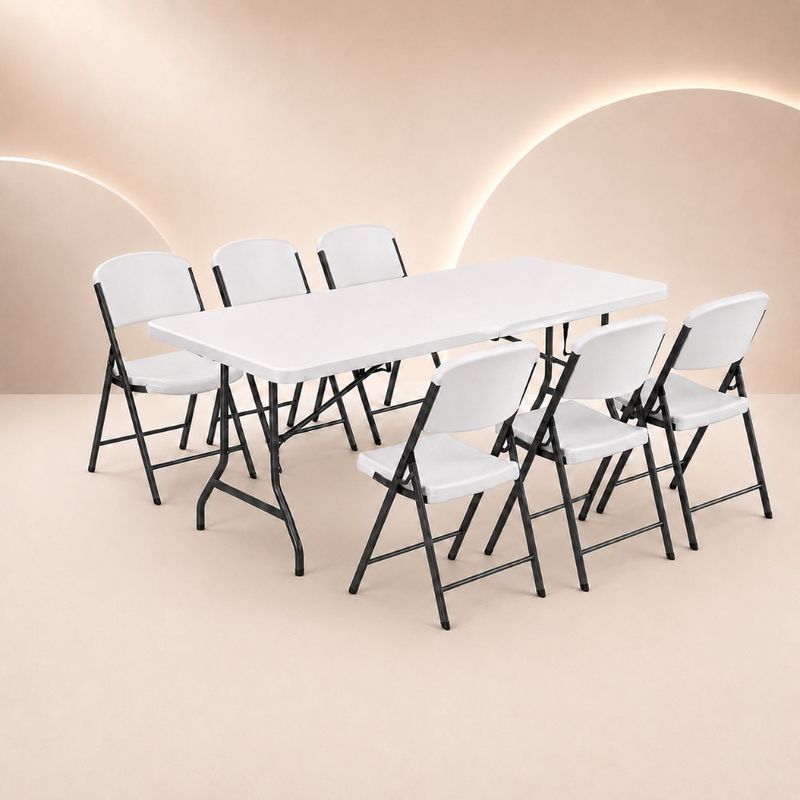 Party for 60 rental package: 10 folding tables and 60 folding chairs
